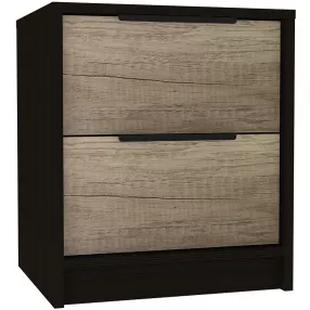 Black Open Compartment Two Drawer Nightstand