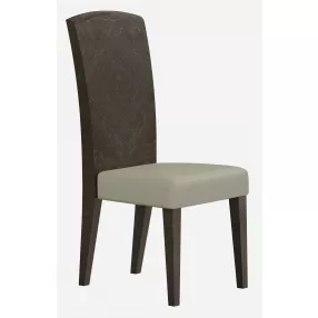 Set of Two Gray And Espresso Upholstered Dining Side Chairs