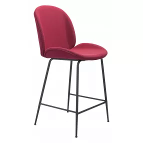 26" Red And Black Steel Low Back Counter Height Bar Chair