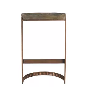30" Gray And Copper Iron Backless Bar Height Bar Chair
