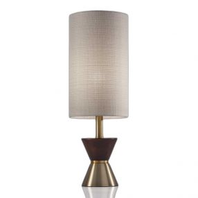 Brass Wood Metal Diabolo Table Lamp