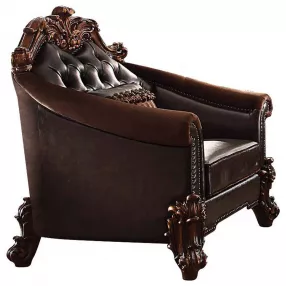 43" Dark Brown Faux Leather Tufted Barrel Chair