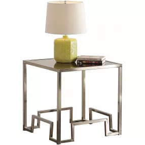 24" X 24" X 24" Champagne And Clear Glass End Table