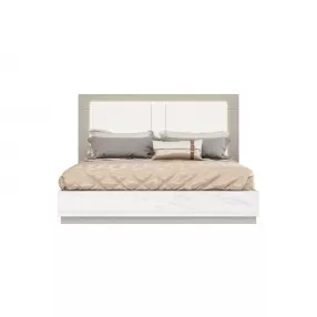 King White High Gloss Bed Frame with LED Headboard