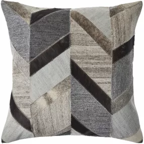 20" X 20" Gray And Brown 100% Wool Chevron Zippered Pillow