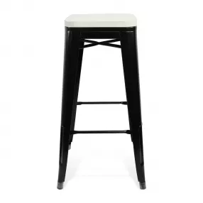 " White And Black Metal Backless Counter Height Bar Chair