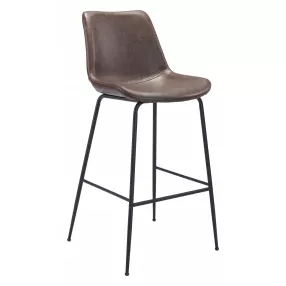 31" Brown And Black Steel Low Back Bar Height Bar Chair