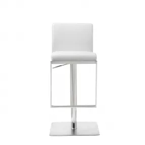 20" White And Silver Stainless Steel Bar Chair