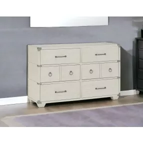 54" Gray Solid and Manufactured Wood Six Drawer Double Dresser