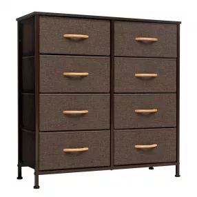 32" Brown Steel and Fabric Eight Drawer Chest