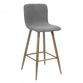 Set of Two 29" Gray And Gold Steel Bar Height Bar Chairs