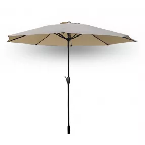 9' Beige Polyester Hexagonal Market Patio Umbrella
