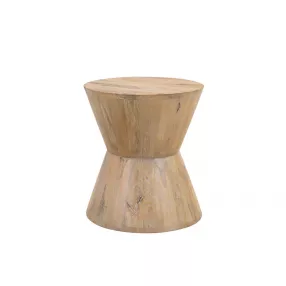 Brown solid wood round end table with artful wood stain finish