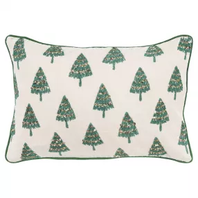 Modern Christmas tree lumbar throw pillow with azure aqua triangle pattern