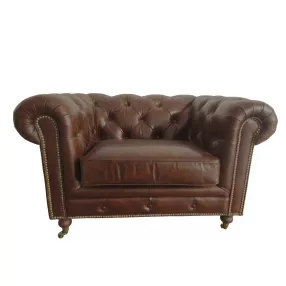 36" Brown Leather Sofa