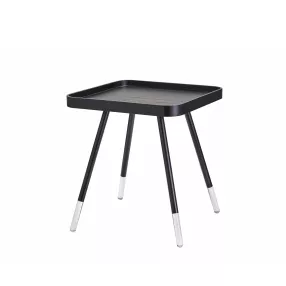 21" Black Solid Wood End Table