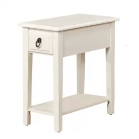 23" White Solid Wood End Table With Drawer And Shelf