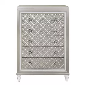 Champagne Toned Chest With Tapered Acrylic Legs And 5 Drawers
