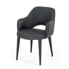 34" Dark Grey Fabric And Metal Dining Chair