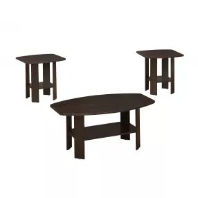 Set of Three 36" Brown Coffee Table With Shelf