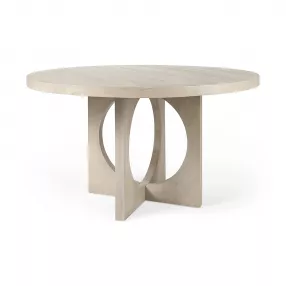 Light Natural Wood Round Geometric Dining Table