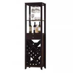 Modern Style Umber Finish Wood Wine Cabinet
