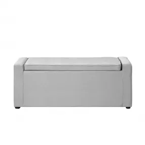 47" Gray and Black Upholstered Velvet Bench with Flip top, Shoe Storage