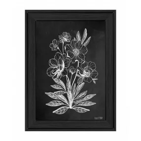 Vintage Chalkboard Flowers Black Framed Print Wall Art