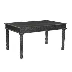 60" Black Solid Wood Dining Table