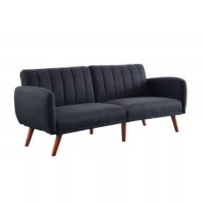 76" Gray Linen And Wood Brown Sleeper Sofa