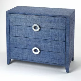 blue manufactured wood chest with four drawers