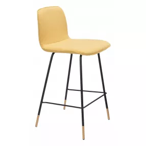 27" Yellow And Black Steel Low Back Counter Height Bar Chair