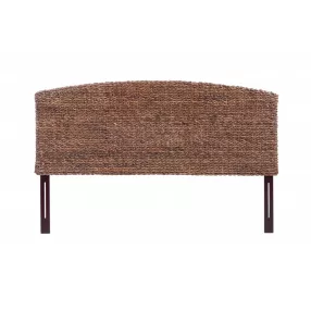 woven banana leaf curved queen headboard in natural color