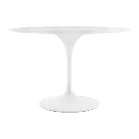 48" White Fiberglass And Metal Dining Table