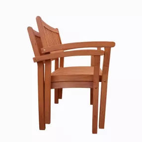 Set Of Two Brown Stacking Armchairs