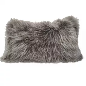 Tibetan lamb fur pillow with microsuede backing and natural woolen texture for home comfort and style