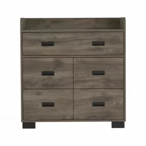 33" Dark Brown Manufactured Wood Five Drawer Dresser