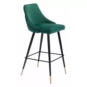 30" Green And Black Steel Low Back Bar Height Bar Chair