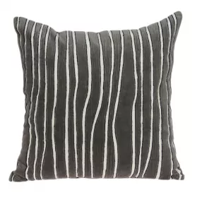 Gray Pilan throw pillow with patterned design and fashion accessory accents