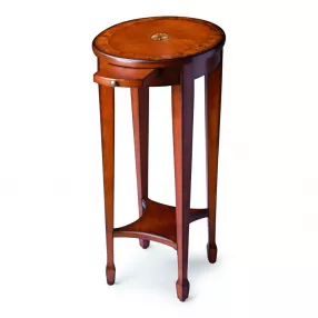26" Medium Brown And Olive Ash Manufactured Wood Oval End Table With Shelf