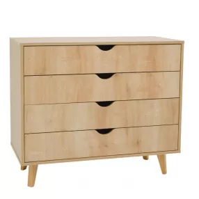 35" Natural Solid Wood Four Drawer Dresser