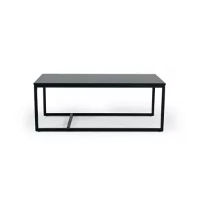 47" Black And Black Marble Stone Rectangular Coffee Table