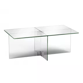 24" Clear Glass And Steel Coffee Table