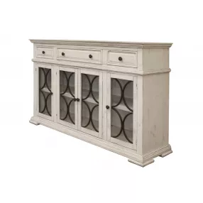 74" Ivory Solid and Manufactured Wood Distressed Credenza