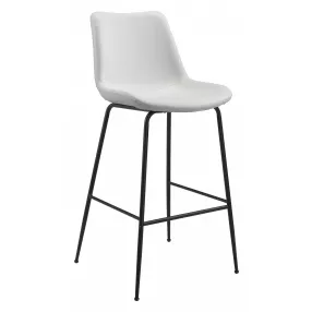 31" White And Black Steel Low Back Bar Height Bar Chair