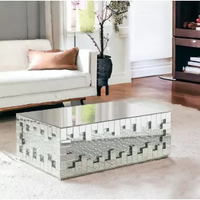 48" Silver Glass Mirrored Coffee Table