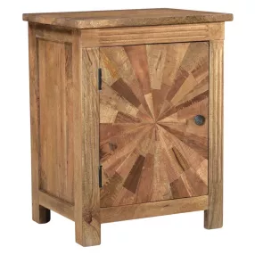 28" Brown Sunburst Geometric Solid Wood Nightstand