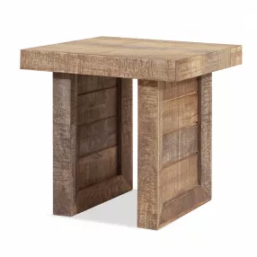 20" Brown Solid Wood End Table