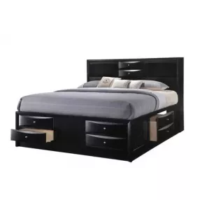 Solid Wood King Black Eight Drawers Bed