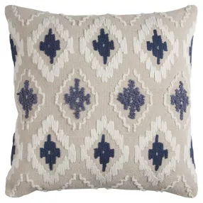 Beige classic ikat pattern throw pillow with brown